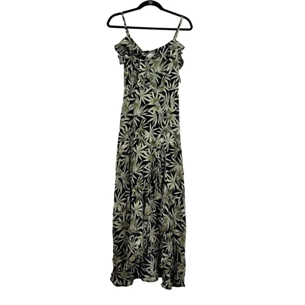 Volcom Coco Maxi Dress Green Black Leaf Print Sleeveless sz XS NWT $70 - Picture 2 of 11